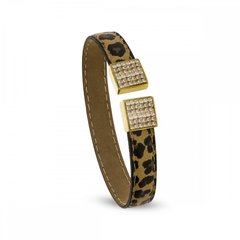 Leather Bracelet with Golden Shadow Crystals of Swarovski (BLEFM6LEO), Golden Shadow, Swarovski