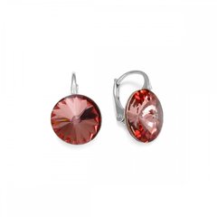 925 Sterling Silver Earrings with Antique Pink Crystals of Swarovski (K112212AP), Light Rose, Swarovski