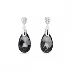 925 Sterling Silver Earrings with Silver Night Crystals of Swarovski (KW610616SN), Silver Night, Swarovski