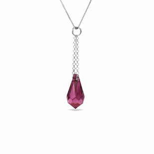 925 Sterling Silver Pendant with Chain with Amethyst Crystal of Swarovski (NROLO600015AM), Vitrail Medium, Swarovski