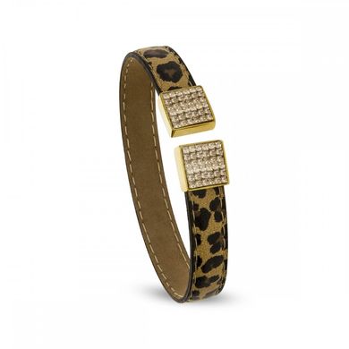 Leather Bracelet with Golden Shadow Crystals of Swarovski (BLEFM6LEO), Golden Shadow, Swarovski
