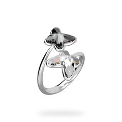 925 Sterling Silver Ring with Crystals of Swarovski (P2854CSN), Silver Night, Swarovski, Adjustable