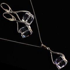 Набір: сережки та кулон з ланцюжком. Crystal. Артикул DGS-12613, Фіаніт, Swarovski