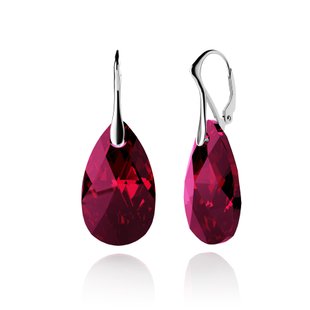 Сережки зі срібла 925 проби з Рубінами Swarovski (64618-RB), Рубін, Swarovski