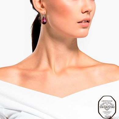 Сережки зі срібла 925 проби з Рубінами Swarovski (64618-RB), Рубін, Swarovski