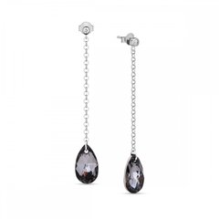 925 Sterling Silver Earrings with Silver Night Crystals of Swarovski (KCROLO610616SN), Silver Night, Swarovski