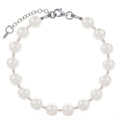 Silver bracelet. White Pearls of Swarovski. Article 61663-W, Pearl, Aurora Borealis (АВ), Swarovski