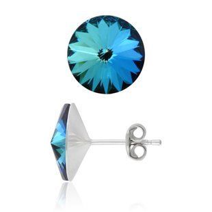 Серьги гвоздики. Bermuda Blue. Артикул 62623-BB, Танзанит, Swarovski