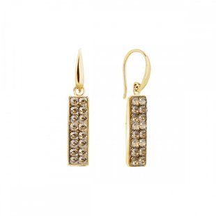 925 Sterling Silver Earrings with Golden Shadow Crystals of Swarovski (KWGFMP1GS), Golden Shadow, Swarovski