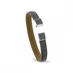 Leather Bracelet with Graphite Crystals of Swarovski (BLEFM4GR), Silver Night, Swarovski