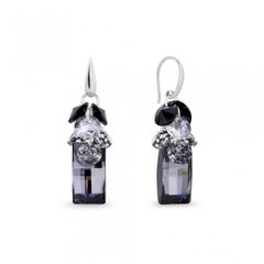 925 Sterling Silver Earrings with Silver Night Crystals of Swarovski (KWP6696SN), Silver Night, Jet, Crystal, Swarovski