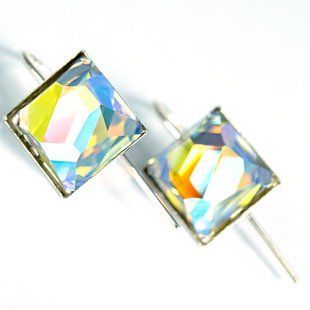 Серьги из серебра 925 пробы с Опалом Северное Сияние (AB) Swarovski (1477775823), Опал, Swarovski