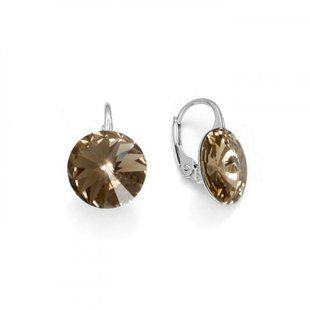 Сережки з срібла 925 проби з Цитринами Swarovski (K112212G), Цитрин, Swarovski