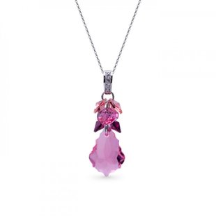 925 Sterling Silver Pendant with Chain with Light Rose Crystal of Swarovski (NP6090LR), Vitrail Medium, Crystal, Light Rose, Swarovski