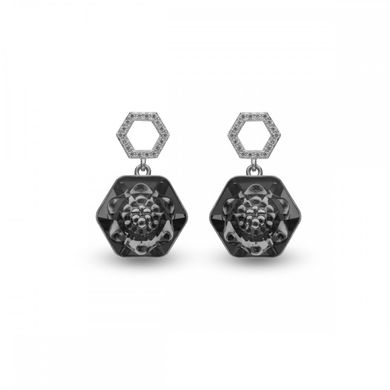 925 Sterling Silver Earrings with Silver Night Crystals of Swarovski (KC468114SN), Silver Night, Swarovski
