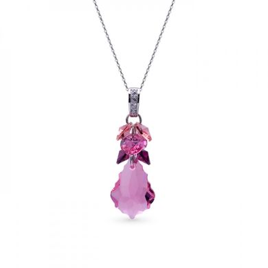 925 Sterling Silver Pendant with Chain with Light Rose Crystal of Swarovski (NP6090LR), Vitrail Medium, Crystal, Light Rose, Swarovski