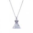 925 Sterling Silver Pendant with Chain with Blue Shade Crystal of Swarovski (N6628BLS)