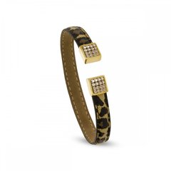 Leather Bracelet with Golden Shadow Crystals of Swarovski (BLEFM4LEO), Golden Shadow, Swarovski