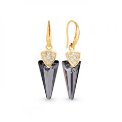 925 Sterling Silver Earrings with Silver Night Crystals of Swarovski (KWG6480SN), Silver Night, Swarovski