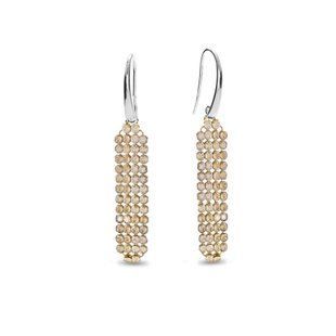 Сережки зі срібла 925 проби з Зототистими Цитринами Swarovski (KWMESH4GS1), Цитрин, Swarovski