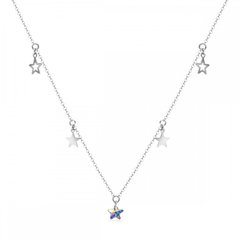 925 Sterling Silver Necklace with Aurora Borealis Crystal of Swarovski (NROLO28165AB), Aurora Borealis (АВ), Swarovski