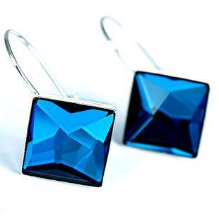 Серьги из серебра 925 пробы с Бермудскими Танзанитами Swarovski (2313855631), Сапфир, Swarovski