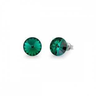 Серьги гвоздики с серебра 925 пробы с Изумрудами Swarovski (K1122SS47EM), Изумруд, Swarovski