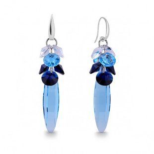Серьги с серебра 925 пробы с Аквамаринами Swarovski (KWP6470AQ), Аквамарин, Сапфир, Фианит, Swarovski