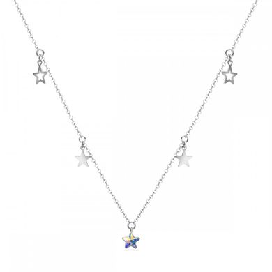 925 Sterling Silver Necklace with Aurora Borealis Crystal of Swarovski (NROLO28165AB), Aurora Borealis (АВ), Swarovski