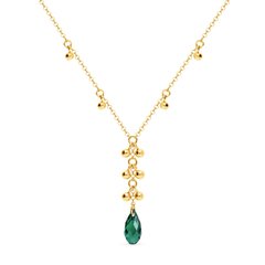 925 Sterling Silver Pendant with Chain with Emerald Crystal of Swarovski (NGROLO6010EM), Emerald, Swarovski