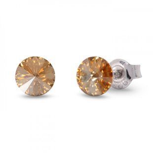 Серьги гвоздики с серебра 925 пробы с Зототистыми Цитринами Swarovski (K1122SS29GS), Цитрин, Swarovski
