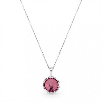 925 Sterling Silver Pendant with Chain with Antique Pink Crystal of Swarovski (NR112212AP), Light Rose, Swarovski