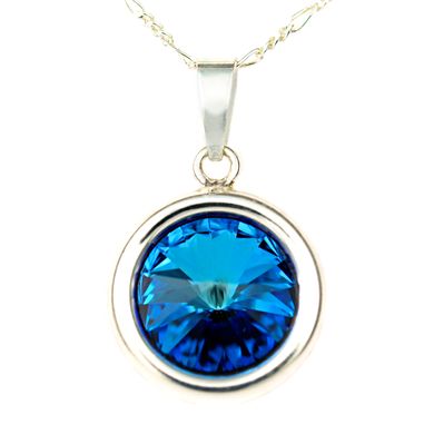 Silver pendant with chain. Bermuda Tanzanite Swarovski. Article 61266-BB, Bermuda Blue, Swarovski