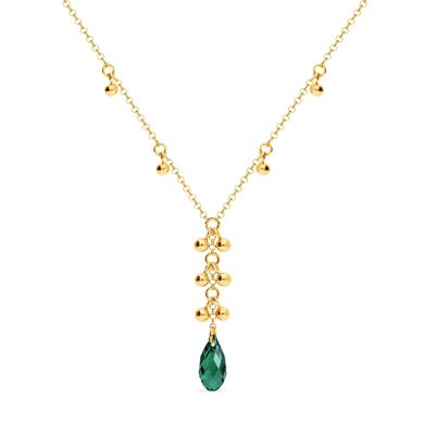 925 Sterling Silver Pendant with Chain with Emerald Crystal of Swarovski (NGROLO6010EM), Emerald, Swarovski
