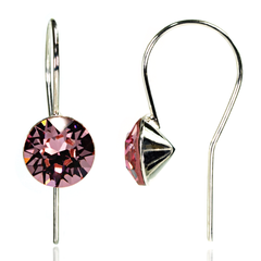 Silver earrings. Pink Swarovski Spinel. Article 62612-LR, Light Rose, Swarovski