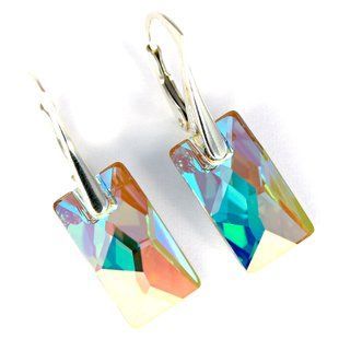Серьги из серебра 925 пробы с Опалом Северное Сияние (AB) Swarovski (1097404622), Опал, Swarovski
