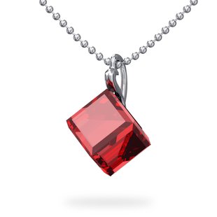 Кулон с цепочкой с серебра 925 пробы с Рубином Swarovski (NG48418SI), Рубин, Swarovski