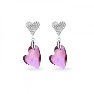 Сережки зі срібла 925 проби з Ліловими Аметистами Swarovski (KC626117LSH), Аметист, Swarovski