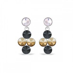 Сережки зі срібла 925 проби з кристалами Swarovski (KG11224JGS), Онікс, Фіаніт, Цитрин, Swarovski