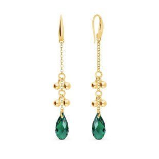 Сережки з срібла 925 проби зі Смарагдами Swarovski (KWGROLO6010EM), Смарагд, Swarovski
