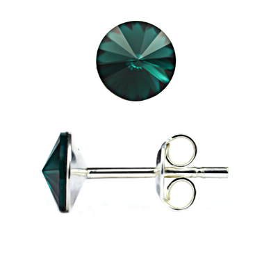Silver stud earrings. The Swarovski emerald. Article 61615-EM, Emerald, Swarovski