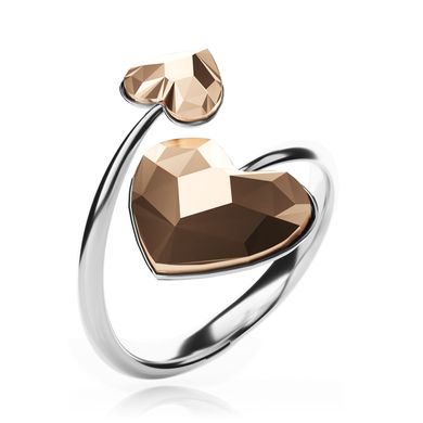 925 Sterling Silver Ring with Rose Gold Crystals of Swarovski (P2808RG), Jet, Swarovski, Adjustable