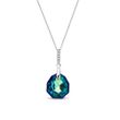925 Sterling Silver Pendant with Chain with Bermuda Blue Crystal of Swarovski (NC643616BB)