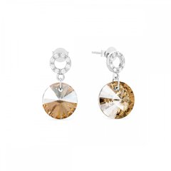 925 Sterling Silver Earrings with Golden Shadow Crystals of Swarovski (KC642812GS), Golden Shadow, Swarovski