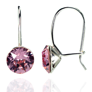Серебряные серьги. Розовая Шпинель Swarovski. Артикул 6462-LR, Шпинель, Swarovski