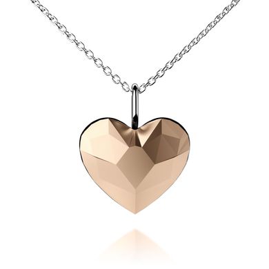 925 Sterling Silver Pendant with Chain with Rose Gold Crystal of Swarovski (N2808RG), Jet, Swarovski