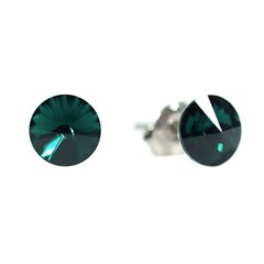 Сережки гвоздики. Emerald. Артикул 2462-EM, Смарагд, Swarovski