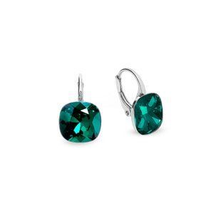 Сережки зі срібла 925 проби з Смарагдами Swarovski (KA447010EM), Смарагд, Swarovski