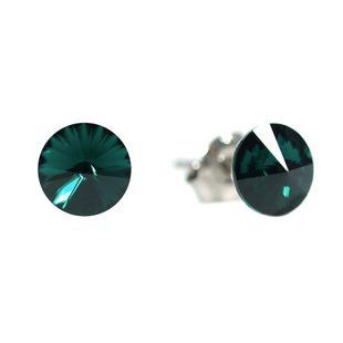 Серьги гвоздики. Emerald. Артикул 2462-EM, Изумруд, Swarovski