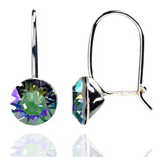 Серебряные серьги. Султанит Райское Сияние Swarovski. Артикул 6462-PS, Султанит, Swarovski